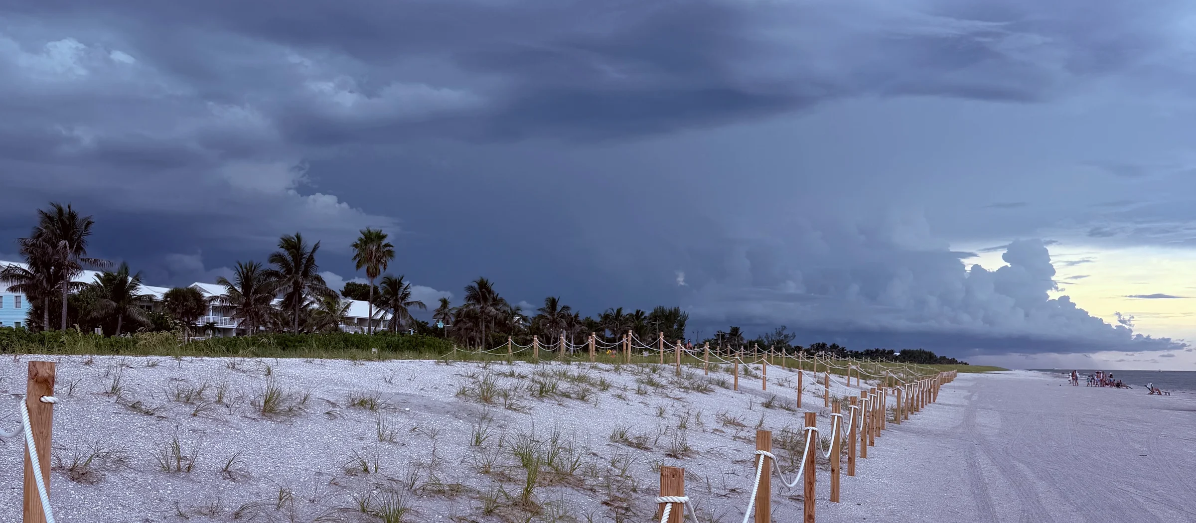 Storm clouds over a shell beach on Captiva Island.